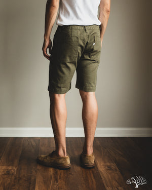Pure Blue Japan - 1179-OLV Sulfur Dyed Herringbone Work Shorts