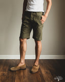 Pure Blue Japan 1179-OLV Sulfur Dyed Herringbone Work Shorts - Olive