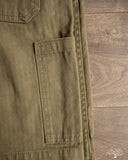 Pure Blue Japan 1179-OLV Sulfur Dyed Herringbone Work Shorts - Olive