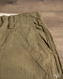 Pure Blue Japan 1179-OLV Sulfur Dyed Herringbone Work Shorts - Olive