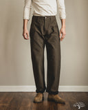 Pure Blue Japan 1185-KH Back Satin Sulfur Yarn-Dye Trousers - Khaki x Black