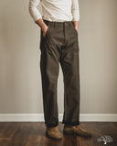 Pure Blue Japan 1185-KH Back Satin Sulfur Yarn-Dye Trousers - Khaki x Black