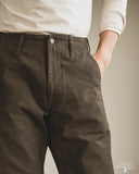 Pure Blue Japan 1185-KH Back Satin Sulfur Yarn-Dye Trousers - Khaki x Black