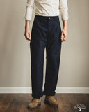 Pure Blue Japan 1185-NV Back Satin Sulfur Yarn-Dye Trousers - Navy x Black