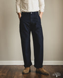 Pure Blue Japan 1185-NV Back Satin Sulfur Yarn-Dye Trousers - Navy x Black