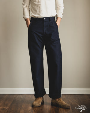 Pure Blue Japan - 1185-NV Back Satin Sulfur Yarn-Dye Trousers