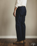 Pure Blue Japan 1185-NV Back Satin Sulfur Yarn-Dye Trousers - Navy x Black