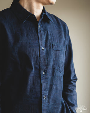 Pure Blue Japan - Jacquard Boro Patchwork Shirt - Indigo