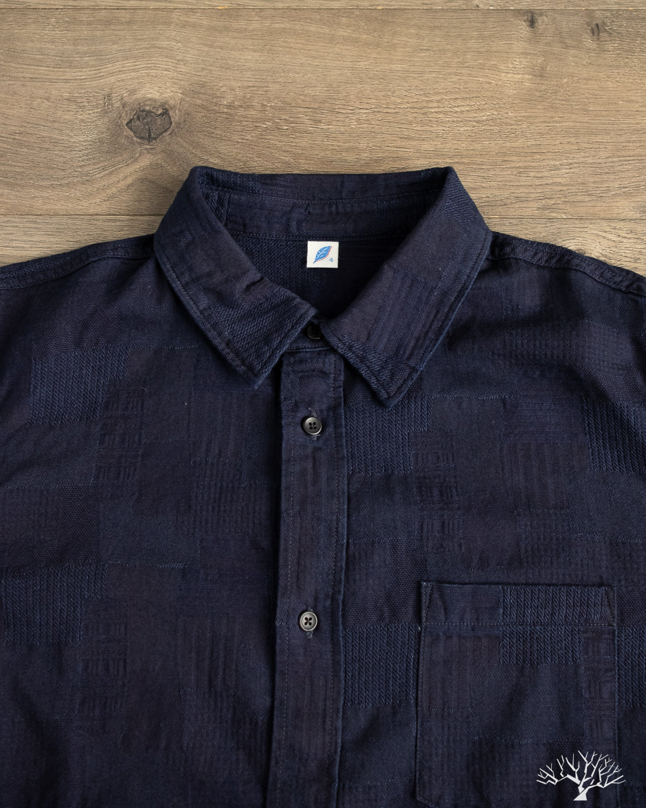 Pure Blue Japan - Jacquard Boro Patchwork Shirt - Indigo