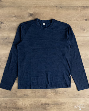 Pure Blue Japan - Long-Sleeve Jersey Crew Neck Tee - Dark Indigo