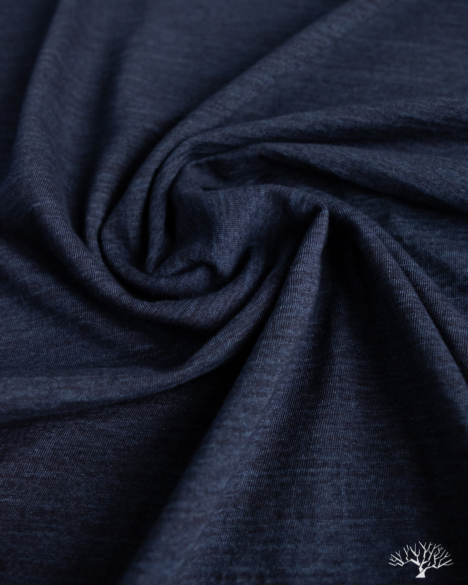 Pure Blue Japan Long-Sleeve Jersey Crew Neck Tee - Dark Indigo