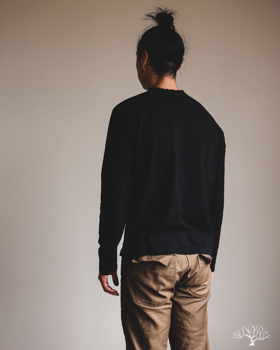 Pure Blue Japan Long-Sleeve Jersey Crew Neck Tee - Indigo Black