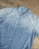 Pure Blue Japan Selvedge Chambray Double Pocket Short-Sleeve Shirt - Indigo Used Wash