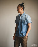 Pure Blue Japan Selvedge Chambray Double Pocket Short-Sleeve Shirt - Indigo Used Wash