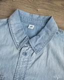 Pure Blue Japan Selvedge Chambray Double Pocket Short-Sleeve Shirt - Indigo Used Wash