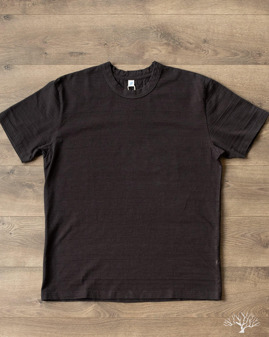 Pure Blue Japan Slub Jersey Crew Neck Tee - Black
