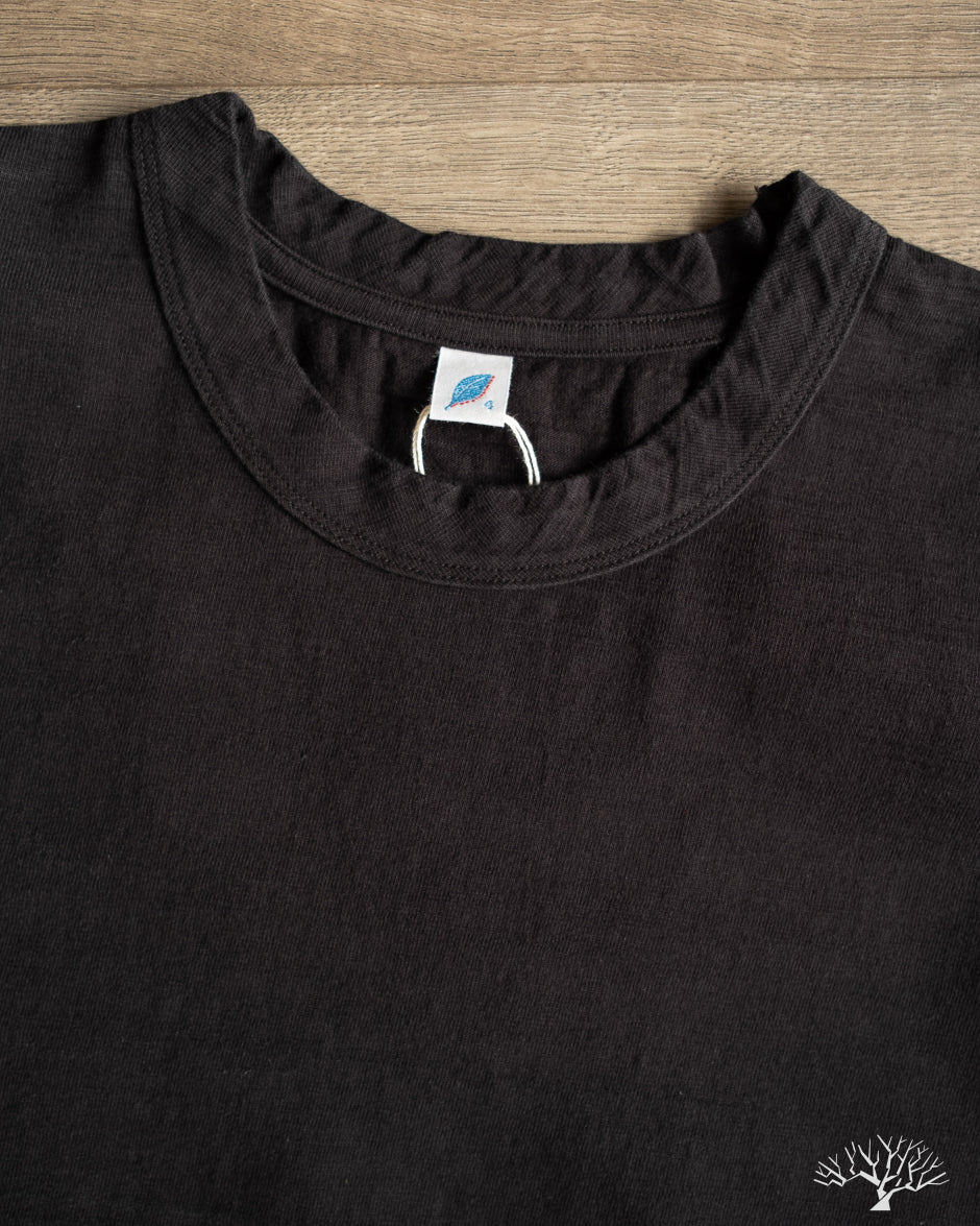 Pure Blue Japan Slub Jersey Crew Neck Tee - Black