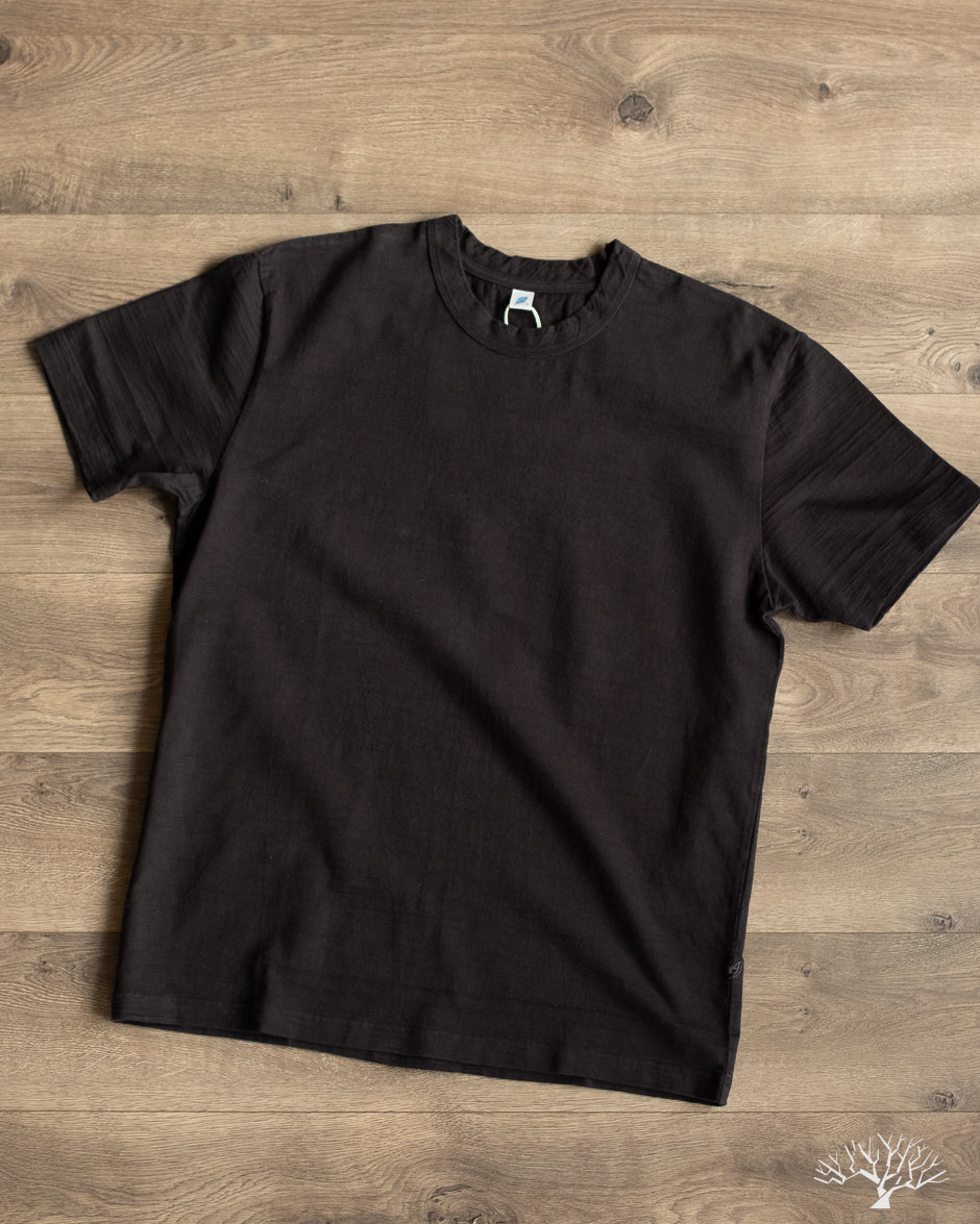 Pure Blue Japan Slub Jersey Crew Neck Tee - Black