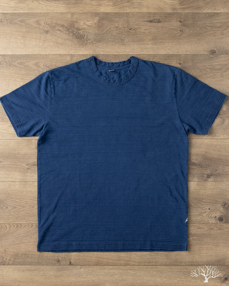 Pure Blue Japan Slub Jersey Crew Neck Tee - Indigo