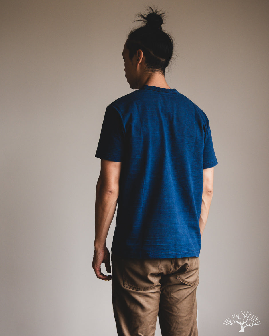 Pure Blue Japan Slub Jersey Crew Neck Tee - Indigo