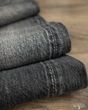 Pure Blue Japan USED-003-BK 14oz Natural Used Wash Regular Straight Selvedge Denim - Black x White