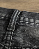 Pure Blue Japan USED-003-BK 14oz Natural Used Wash Regular Straight Selvedge Denim - Black x White