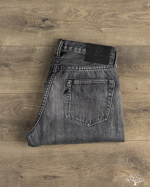 Pure Blue Japan USED-003-BK 14oz Natural Used Wash Regular Straight Selvedge Denim - Black x White