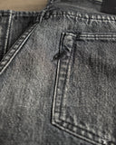 Pure Blue Japan USED-003-BK 14oz Natural Used Wash Regular Straight Selvedge Denim - Black x White