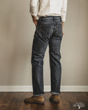 Pure Blue Japan USED-003-BK 14oz Natural Used Wash Regular Straight Selvedge Denim - Black x White