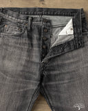 Pure Blue Japan USED-003-BK 14oz Natural Used Wash Regular Straight Selvedge Denim - Black x White