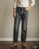 Pure Blue Japan USED-003-BK 14oz Natural Used Wash Regular Straight Selvedge Denim - Black x White