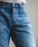 Pure Blue Japan USED-003-ID 14oz Natural Used Wash Regular Straight Selvedge Denim - Indigo x White