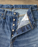 Pure Blue Japan USED-003-ID 14oz Natural Used Wash Regular Straight Selvedge Denim - Indigo x White