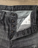 Pure Blue Japan USED-019-BK 14oz Natural Used Wash Relaxed Tapered Selvedge Denim - Black x White