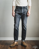 Pure Blue Japan USED-019-BK 14oz Natural Used Wash Relaxed Tapered Selvedge Denim - Black x White