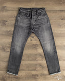 Pure Blue Japan USED-019-BK 14oz Natural Used Wash Relaxed Tapered Selvedge Denim - Black x White