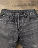 Pure Blue Japan USED-019-BK 14oz Natural Used Wash Relaxed Tapered Selvedge Denim - Black x White