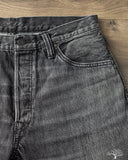 Pure Blue Japan USED-019-BK 14oz Natural Used Wash Relaxed Tapered Selvedge Denim - Black x White