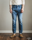 Pure Blue Japan USED-019-ID 14oz Natural Used Wash Relaxed Tapered Selvedge Denim - Indigo x White