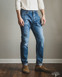 Pure Blue Japan USED-019-ID 14oz Natural Used Wash Relaxed Tapered Selvedge Denim - Indigo x White