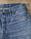 Pure Blue Japan USED-019-ID 14oz Natural Used Wash Relaxed Tapered Selvedge Denim - Indigo x White