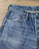 Pure Blue Japan USED-019-ID 14oz Natural Used Wash Relaxed Tapered Selvedge Denim - Indigo x White