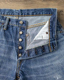 Pure Blue Japan USED-019-ID 14oz Natural Used Wash Relaxed Tapered Selvedge Denim - Indigo x White