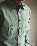 Rite Stuff Railhead Engineer Selvedge Work Shirt Salt & Pepper - Sage Green