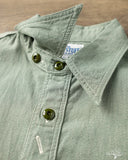 Rite Stuff Railhead Engineer Selvedge Work Shirt Salt & Pepper - Sage Green