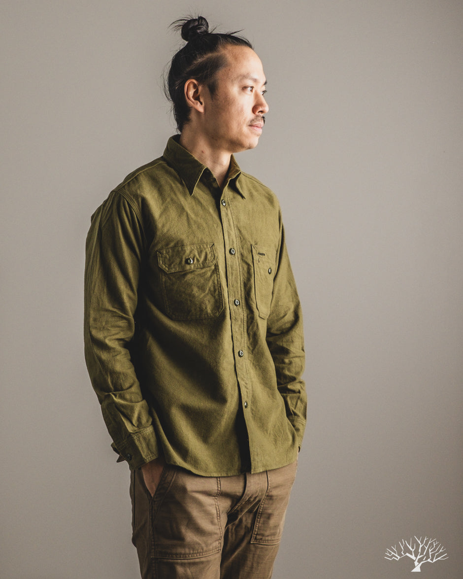 Rite Stuff Uncle Sam Brushed Chamois Flannel Work Shirt - Olive Drab