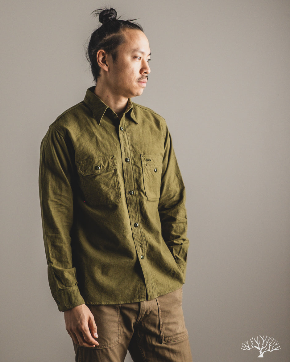 Rite Stuff Uncle Sam Brushed Chamois Flannel Work Shirt - Olive Drab