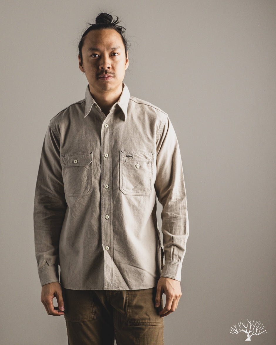 Rite Stuff Uncle Sam Brushed Chamois Flannel Work Shirt - Sand Grey