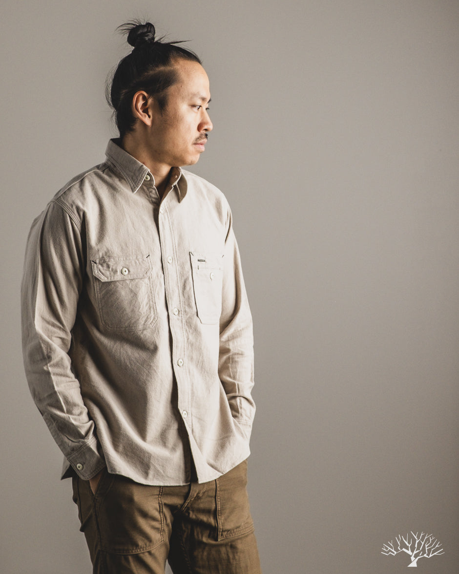 Rite Stuff Uncle Sam Brushed Chamois Flannel Work Shirt - Sand Grey
