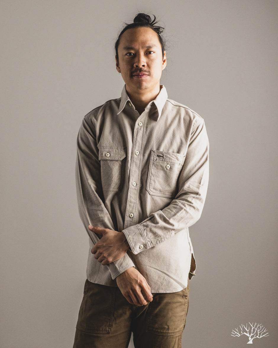 Rite Stuff Uncle Sam Brushed Chamois Flannel Work Shirt - Sand Grey